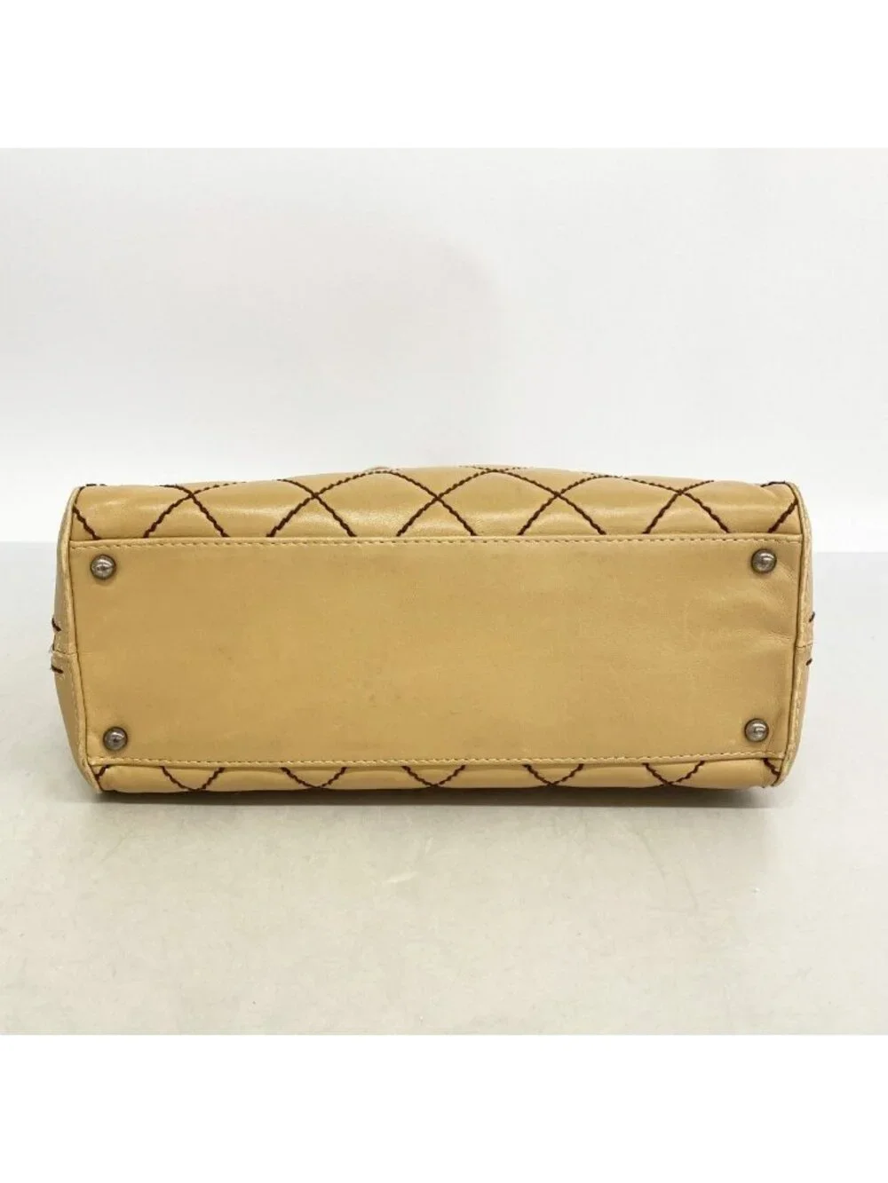 Chanel Handbag Wild Stitch Lambskin Beige Gold